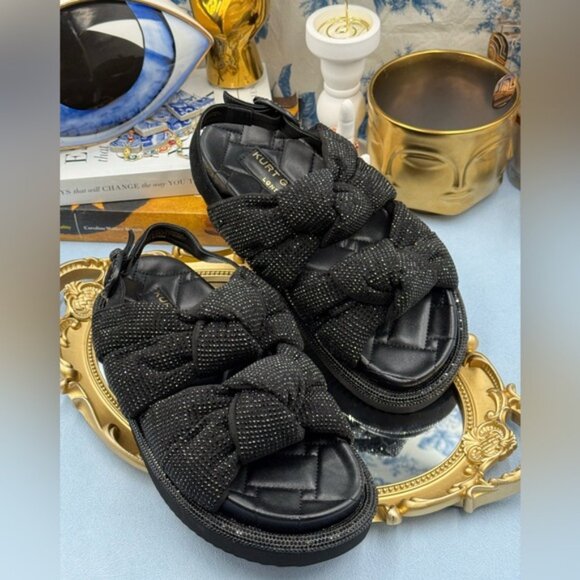 🆕 KURT GEIGER LONDON 🧿 NWOB Orson Knot Crystal Bejewelled Sandal, Black - Sz 7 - Picture 7 of 14